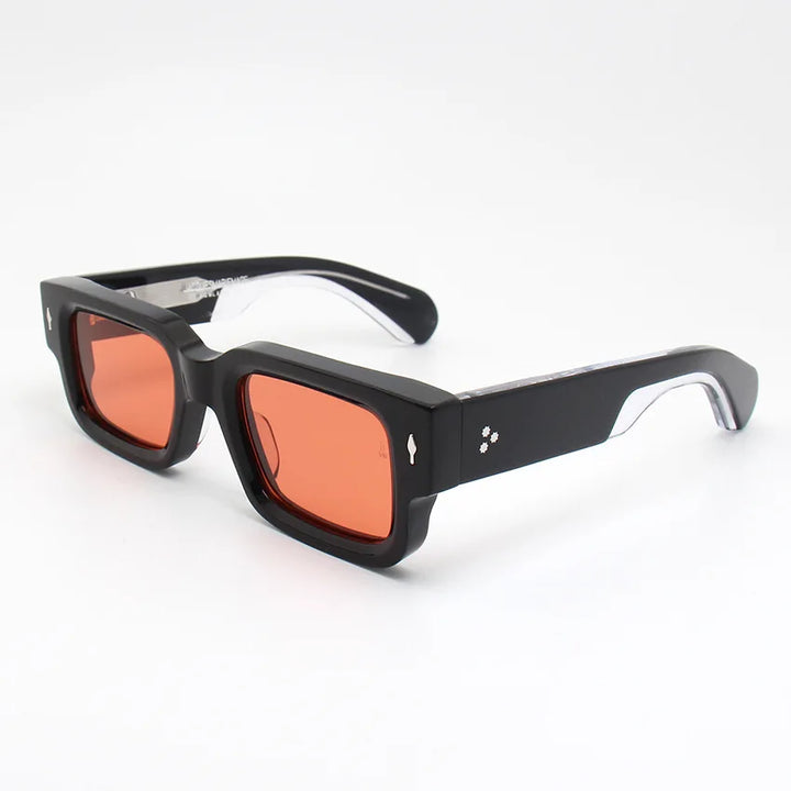 Black Mask Mens Full Rim Square Acetate Sunglasses BmscarII Sunglasses Black Mask Black-Orange As Shown 