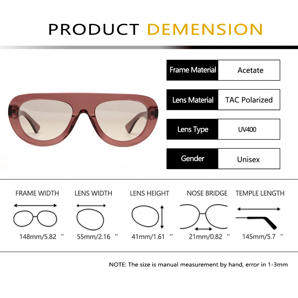 Esnbie Men's Full Rim Oval Square Acetate Tac Sunglasses 240811