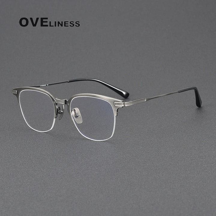 Oveliness Unisex Full Rim Big Square Titanium Eyeglasses 3424 Full Rim Oveliness gun  