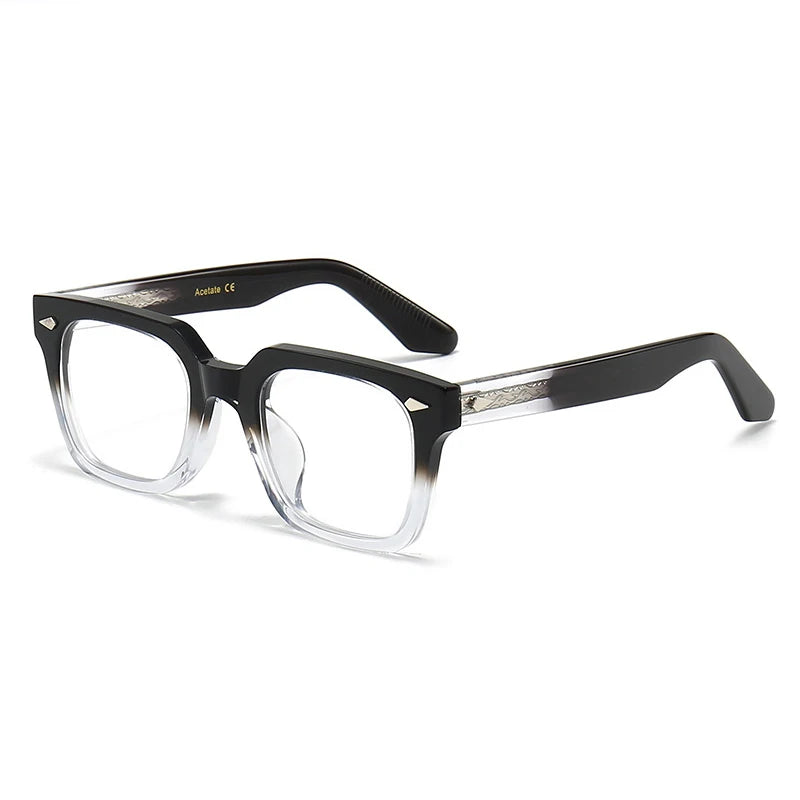 Black Mask Unisex Full Rim Square Thick Acetate Eyeglasses 914023 Full Rim Black Mask Black-Crystal