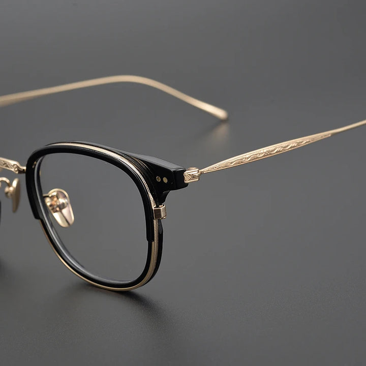 Black Mask Unisex Full Rim Cat Eye Square Titanium Acetate Eyeglasses Ev543 Full Rim Black Mask   