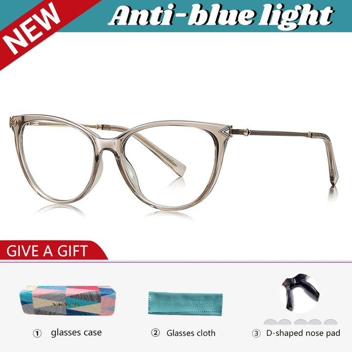 Vicky Women's Full Rim Square Cat Eye Tr 90 Alloy Reading Glasses 77235