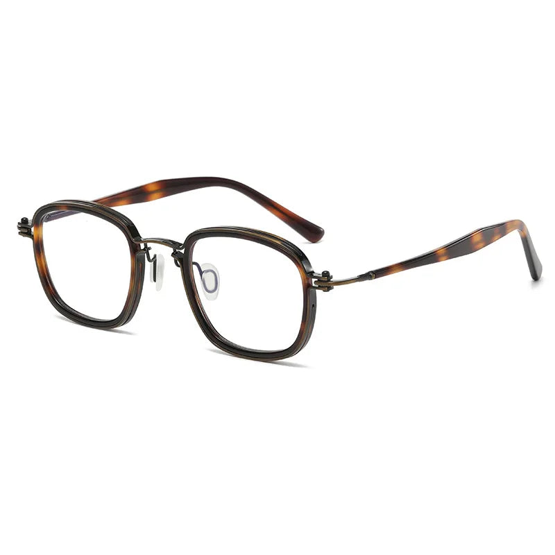 Black Mask Unisex Full Rim Square Titanium Acetate Eyeglasses 45863