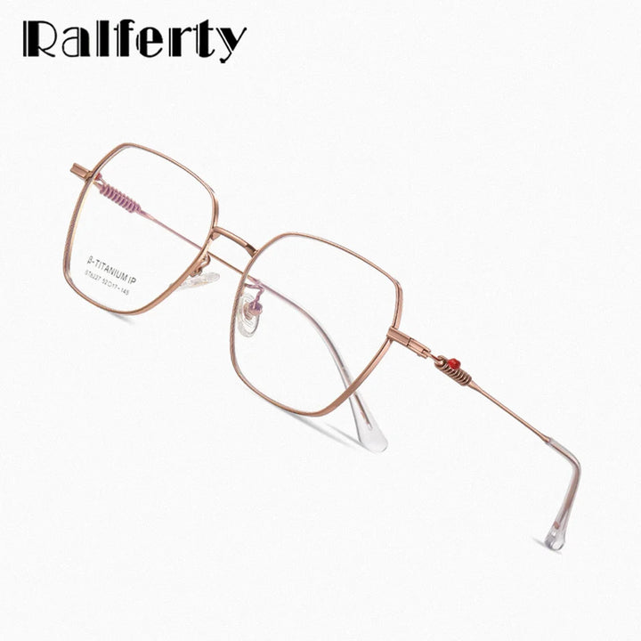 Ralferty Women's Full Rim Polygon Titanium Eyeglasses R6227 Full Rim Ralferty   