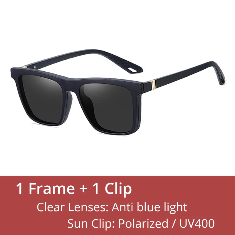 Ralferty Women's Full Rim Square Tr 90 Eyeglasses Clip On Sunglasses 91562