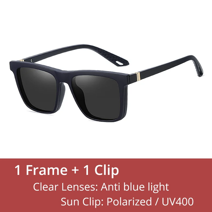 Ralferty Women's Full Rim Square Tr 90 Eyeglasses Clip On Sunglasses 91562