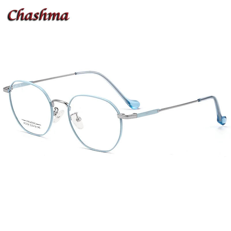 Chashma Ochki Unisex Youth's Full Rim Flat Top Oval Stainless Steel Eyeglasses C008 Full Rim Chashma Ochki Blue Green  