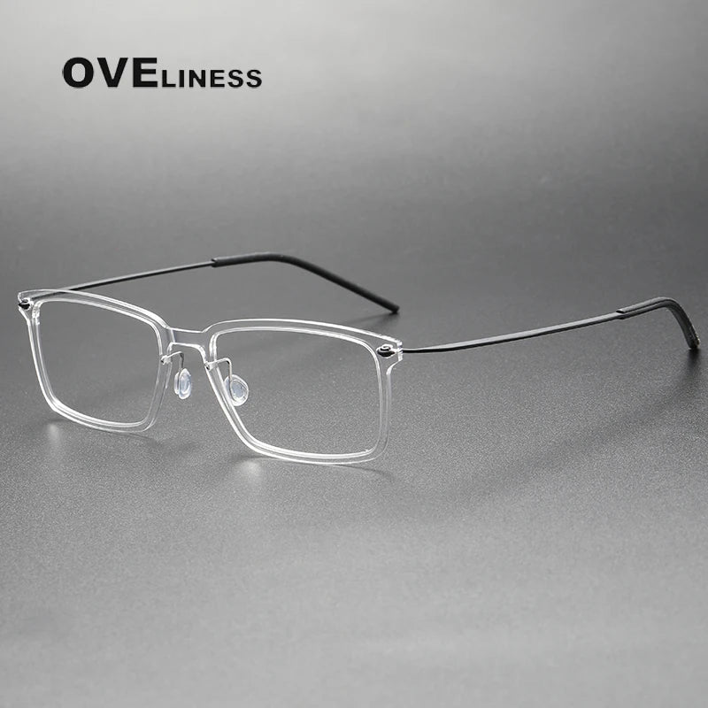 Oveliness Unisex Full Rim Square Acetate Titanium Eyeglasses 396528