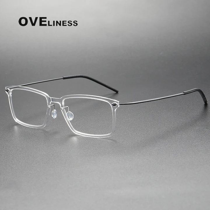 Oveliness Unisex Full Rim Square Acetate Titanium Eyeglasses 396528