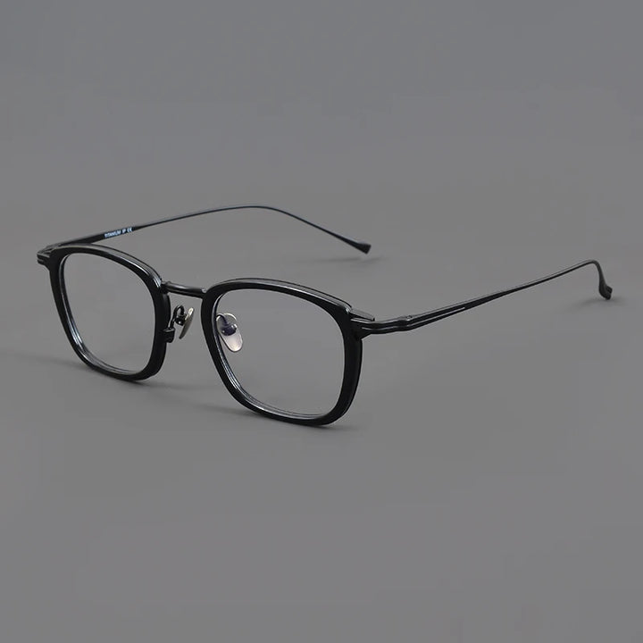 Aimee Unisex Full Rim Square Titanium Acetate Eyeglasses 111024 Full Rim Aimee Black  