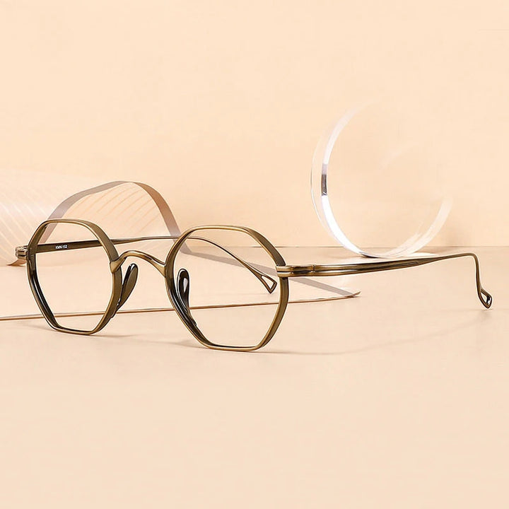 Black Mask Unisex Full Rim Geometric Titanium Eyeglasses BM-KN152