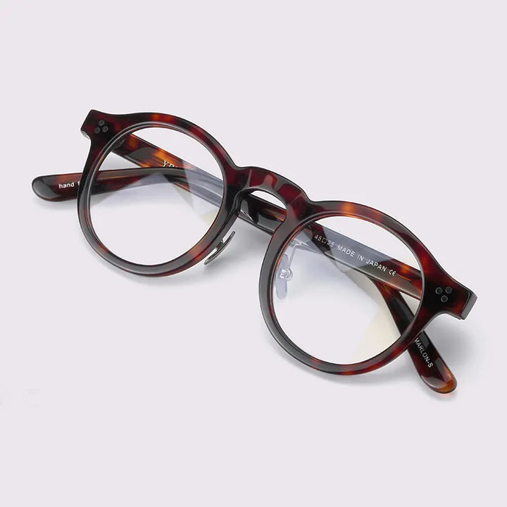 Black Mask Unisex Full Rim Acetate Round Eyeglasses 4526 Full Rim Black Mask Tortoise  