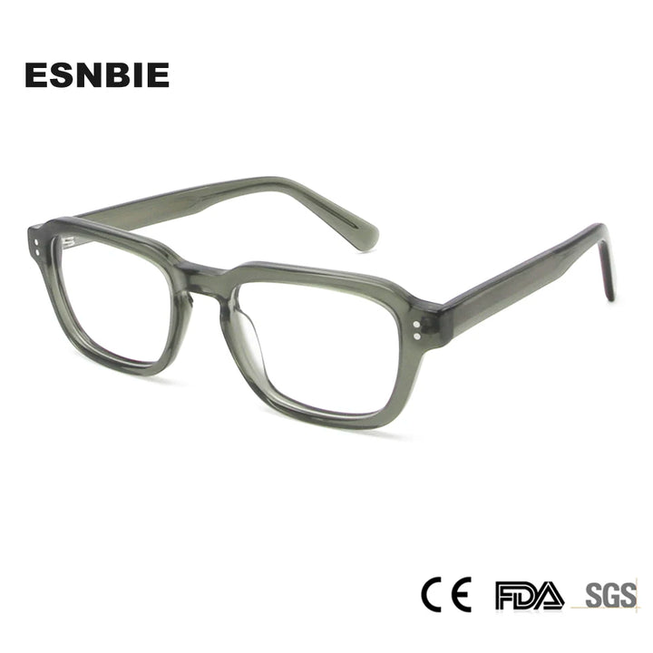 Esnbie Unisex Full Rim Square Thick Acetate Eyeglasses 23031 Full Rim Esnbie   