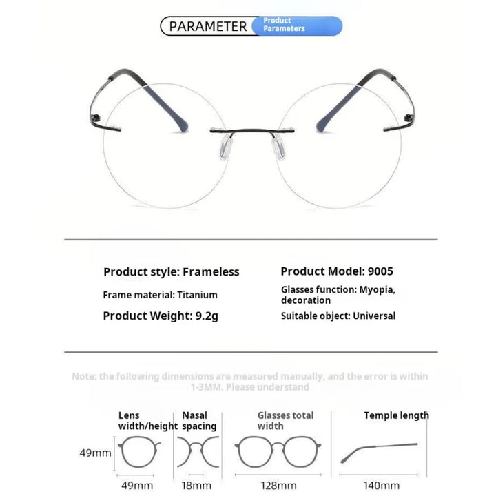 Momoja Women's Rimless Round Titanium Reading Glasses 729005