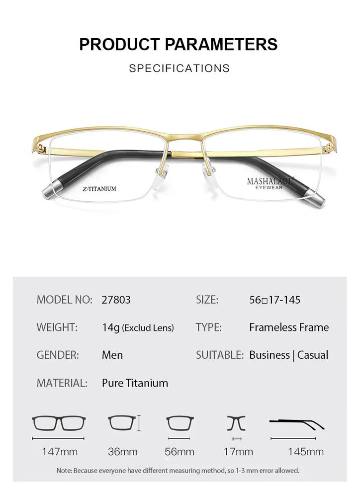 Chashma Ochki Men's Semi Rim Brow Line Titanium Eyeglasses 278034