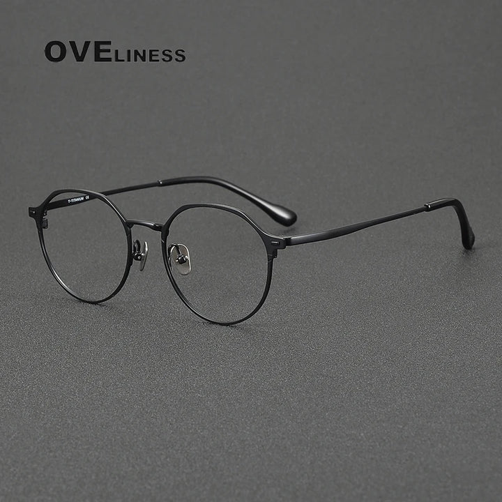 Oveliness Women's Full Rim Round Oval Titanium Eyeglasses 43100 Full Rim Oveliness black