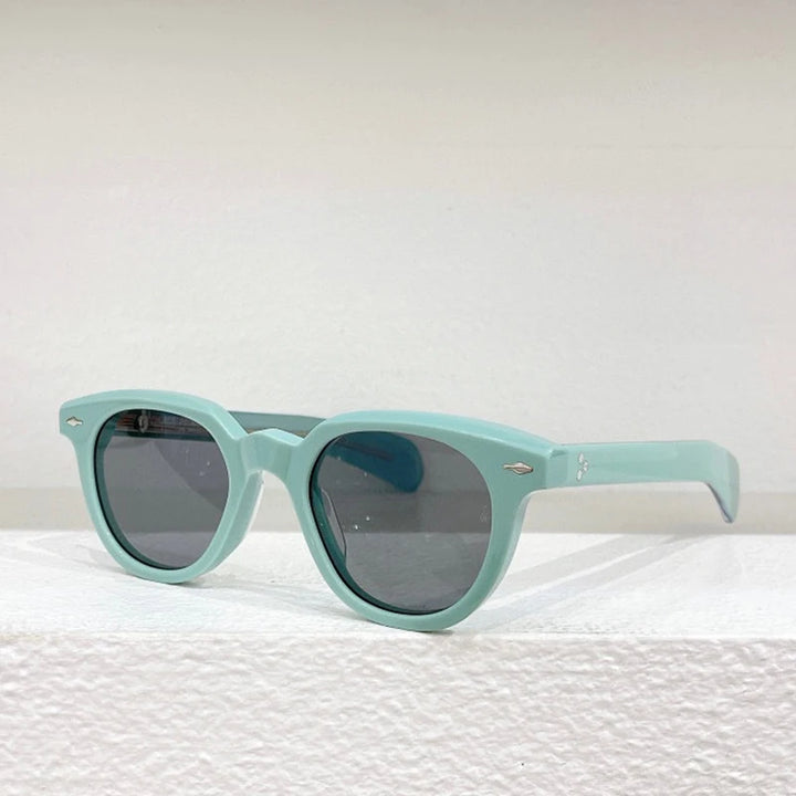 Hewei Unisex Full Rim Round Sunglasses 0033 Sunglasses Hewei gray-blue as picture 