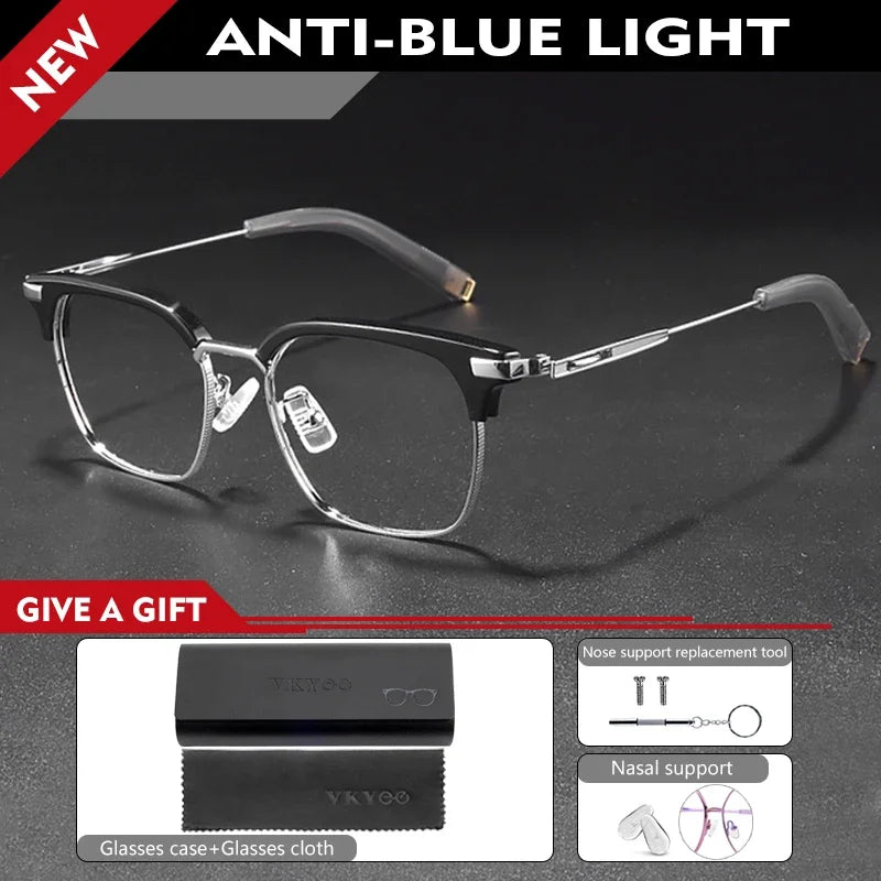 Vicky Unisex Full Rim Square Titanium Acetate  Reading Glasses 814107