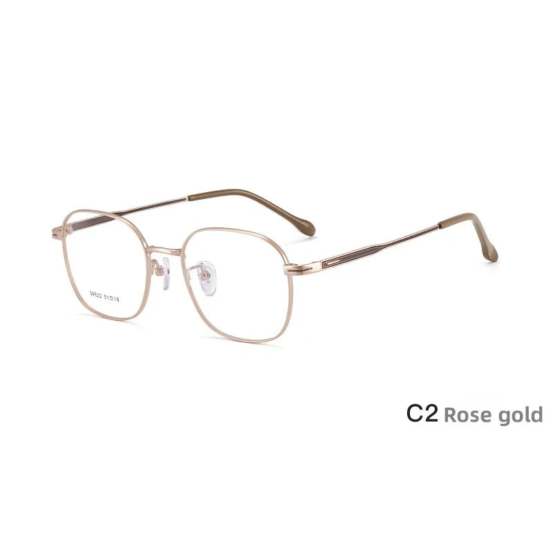 KatKani Men's Full Rim Polygon Square Alloy Eyeglasses 34622 Full Rim KatKani Eyeglasses Rose Gold  