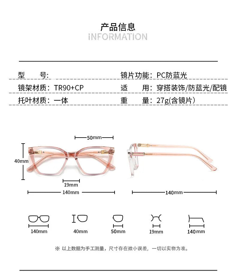 CCspace Women's Full Rim Square Tr 90 Titanium Reading Glasses 312835