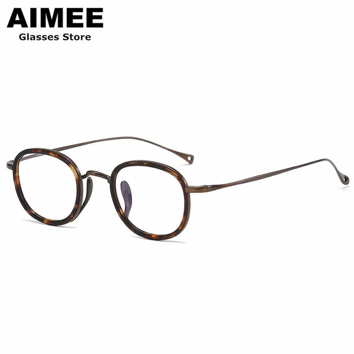 Aimee Unisex Full Rim Square Oval Titanium Acetate Eyeglasses 1173 Full Rim Aimee   