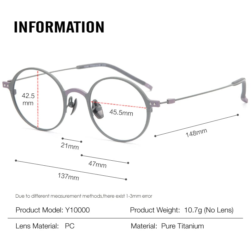 Muzz 10000 unisex round two-tone titanium prescription eyeglasses — view 2