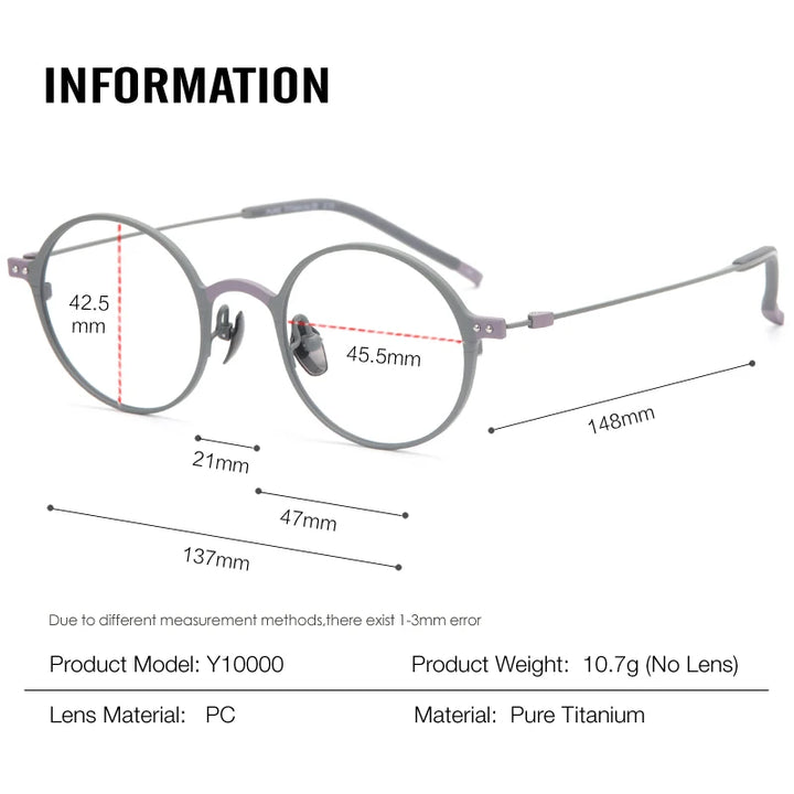 Muzz 10000 unisex round two-tone titanium prescription eyeglasses — view 2