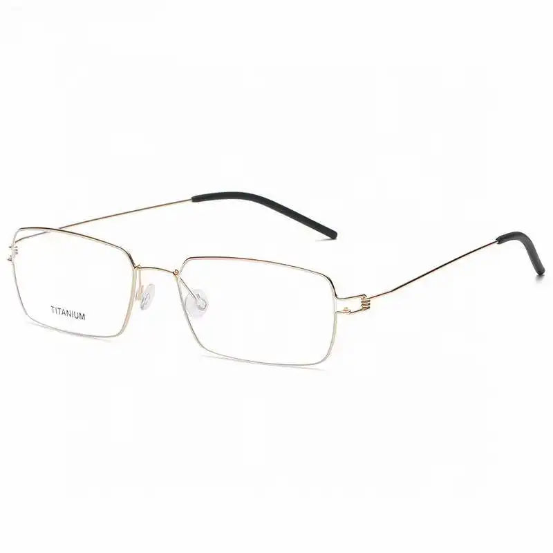 Aimee Men's Full Rim Square Screwless Titanium Eyeglasses 20913 Full Rim Aimee Gold  