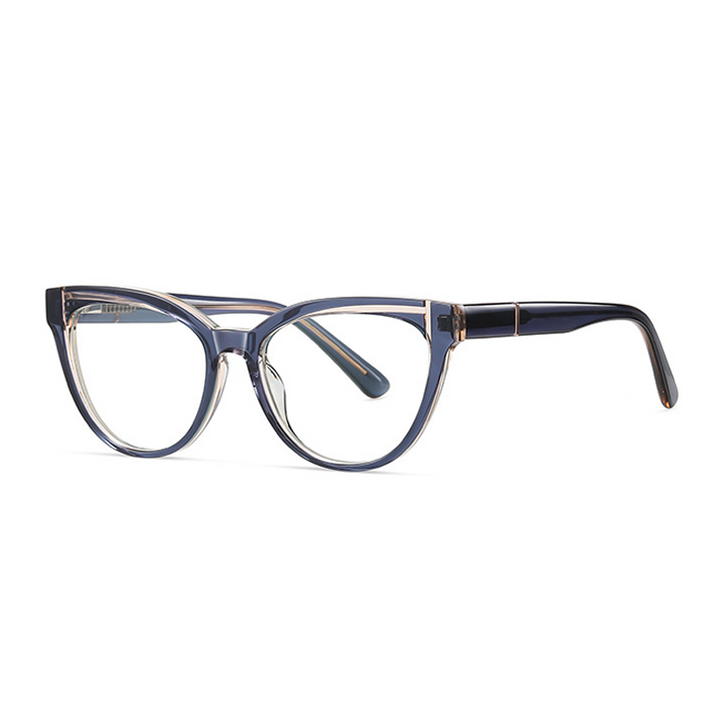 Ralferty Women's Full Rim Square Cat Eye Acetate Eyeglasses D8819 Full Rim Ralferty C733 Clear Blue China 