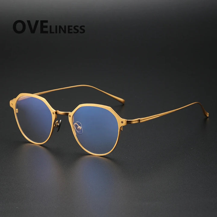Oveliness Unisex Full Rim Big Polygon Titanium Eyeglasses 642039