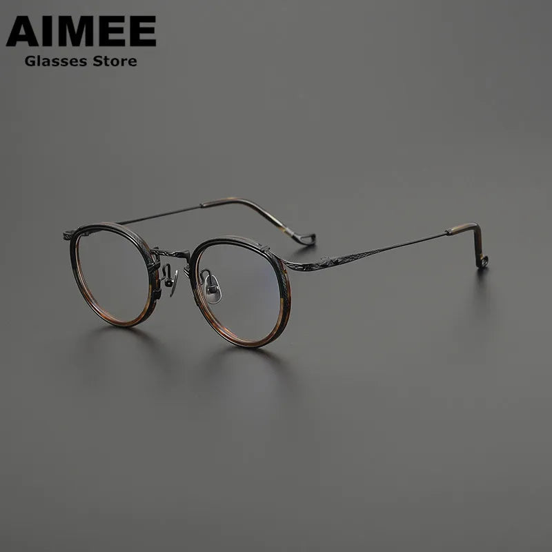 Aimee Unisex Full Rim Round Titanium Acetate Eyeglasses 47713