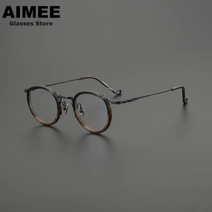 Aimee Unisex Full Rim Round Titanium Acetate Eyeglasses 47713