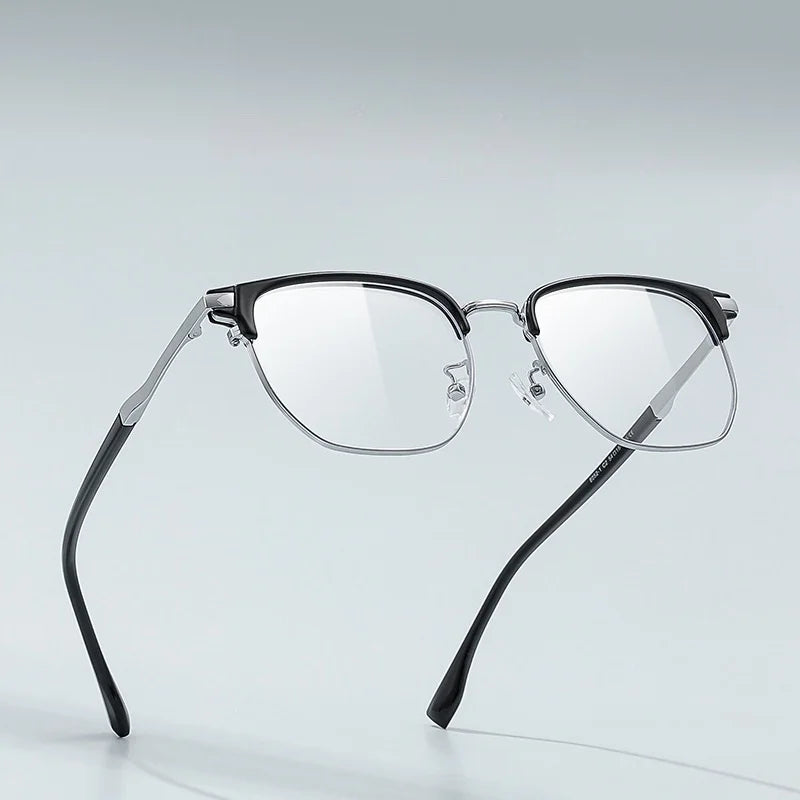KatKani Mens Full Rim Browline Round Titanium Eyeglasses 8052-1 Full Rim KatKani Eyeglasses   