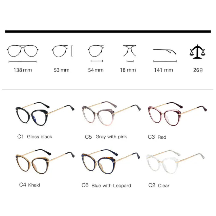 Handoer Women's Full Rim Oval Tr 90 Alloy Eyeglasses 95284