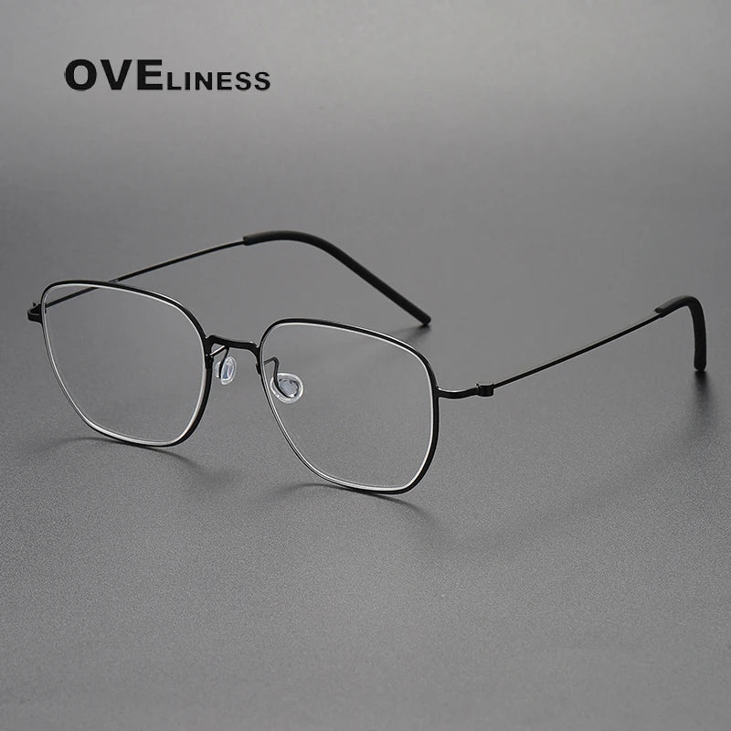 Oveliness Unisex Full Rim Oval Square Titanium Eyeglasses O5527 Full Rim Oveliness black  