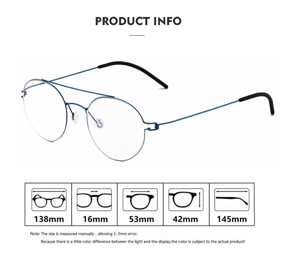 Bobbie 165342 Unisex 138mm Full Rim Oval Double Bridge Titanium  Frames — view 2 | Bobbie at FuzWeb