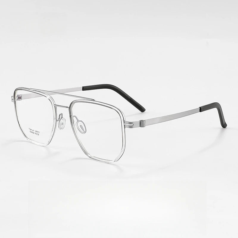 Yimaruili Unisex Full Rim Square Double Bridge Titanium Eyeglasses Y2613 Full Rim Yimaruili Eyeglasses Gradient Silver  