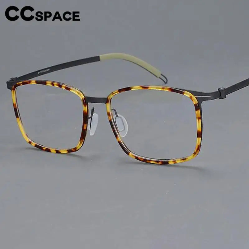 CCspace Unisex Full Rim Square Screwless Titanium Eyeglasses 57174 Full Rim CCspace   