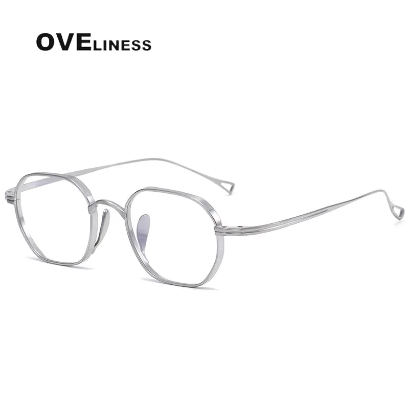 Oveliness Women's Full Rim Square Polygon Titanium Eyeglasses 9917 Full Rim Oveliness silver  