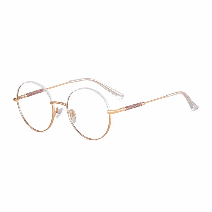 Ralferty Women's Full Rim Round Alloy Acetate Eyeglasses 95818 Full Rim Ralferty C1 White CHINA 