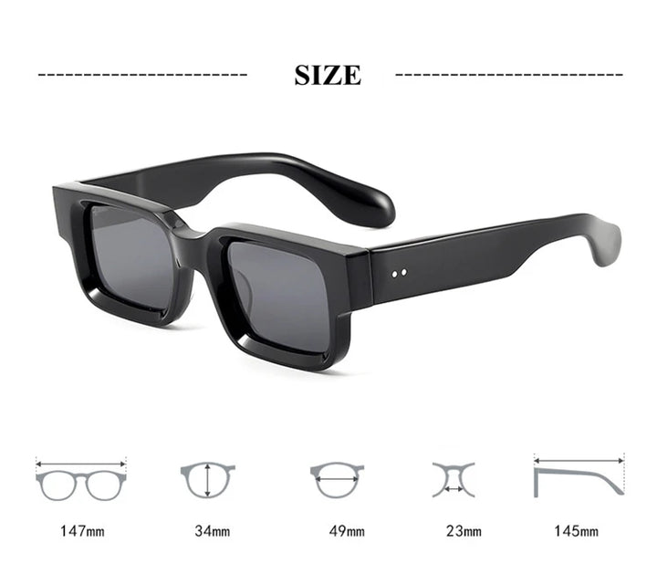 Black Mask Men's Full Rim Square Thick Acetate Polarized Sunglasses M8015 Sunglasses Black Mask   