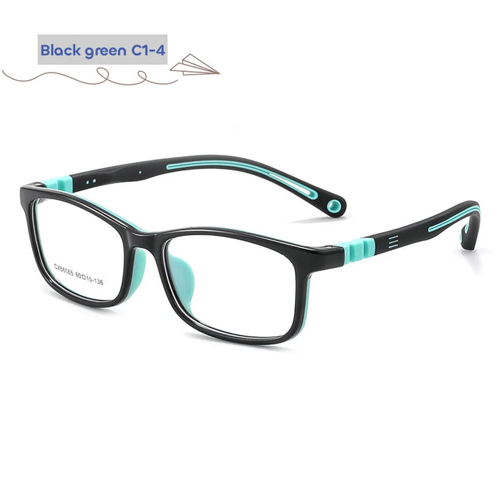 Vicky Unisex Youth's Full Rim Square Tr 90 Silicone Eyeglasses V66065 Full Rim Vicky K 66065-C1-4 CHINA 