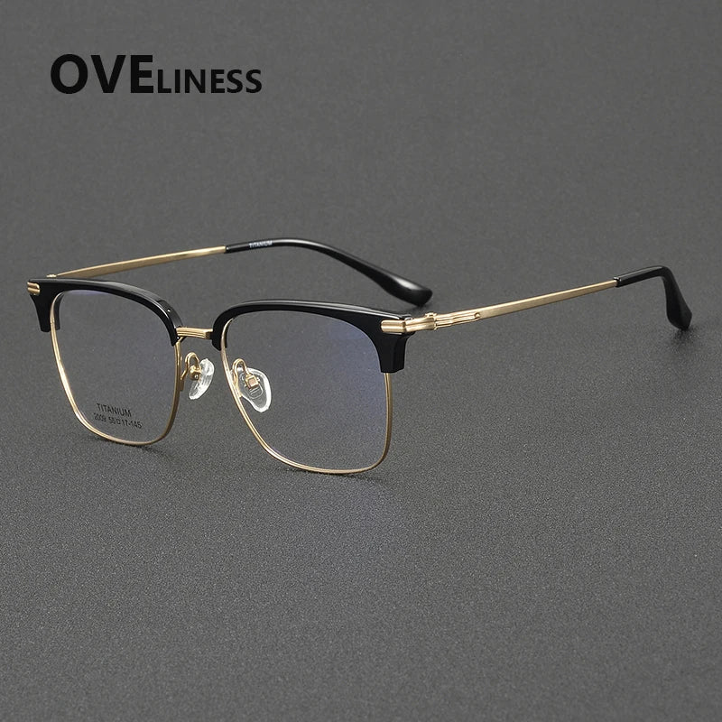 Oveliness Unisex Full Rim Big Square Acetate Titanium Eyeglasses 32009