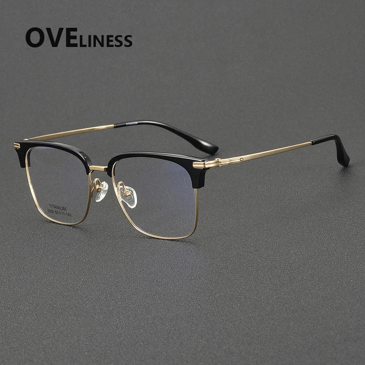 Oveliness Unisex Full Rim Big Square Acetate Titanium Eyeglasses 32009