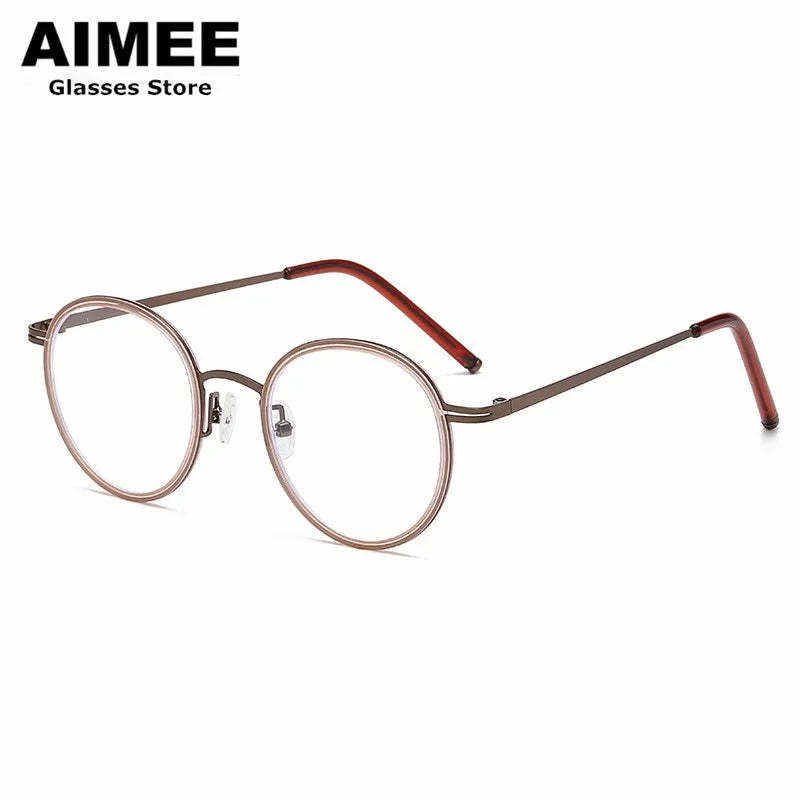 Aimee Unisex Full Rim Round Titanium Acetate Eyeglasses 6007 Full Rim Aimee   