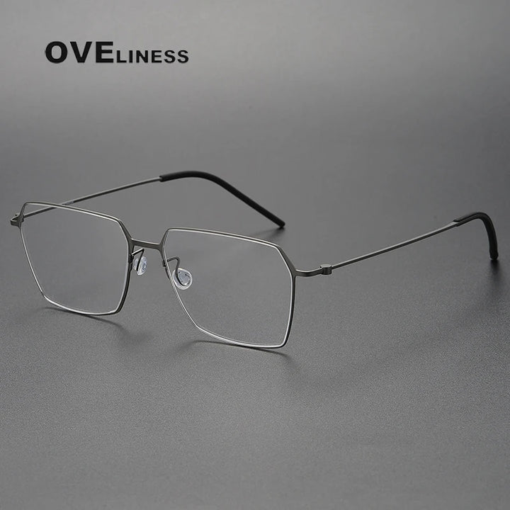 Oveliness Unisex Full Rim Flat Top Square Titanium Eyeglasses O5514 Full Rim Oveliness gun  