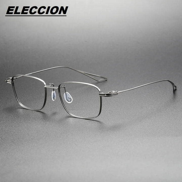 Eleccion Unisex Full Rim Polygon Square Titanium Eyeglasses 15353 Full Rim Eleccion Gray CHINA