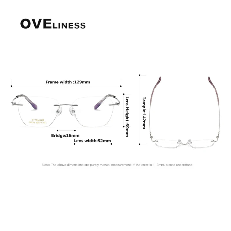 Oveliness Women's Rimless Flat Top Oval Titanium Eyeglasses 6015 Rimless Oveliness   