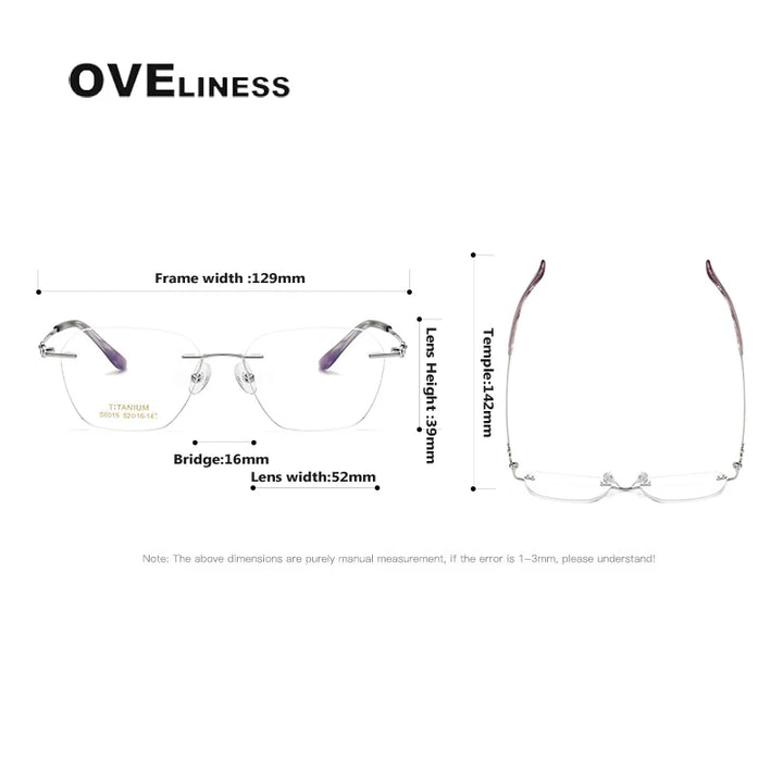 Oveliness Women's Rimless Flat Top Oval Titanium Eyeglasses 6015 Rimless Oveliness   