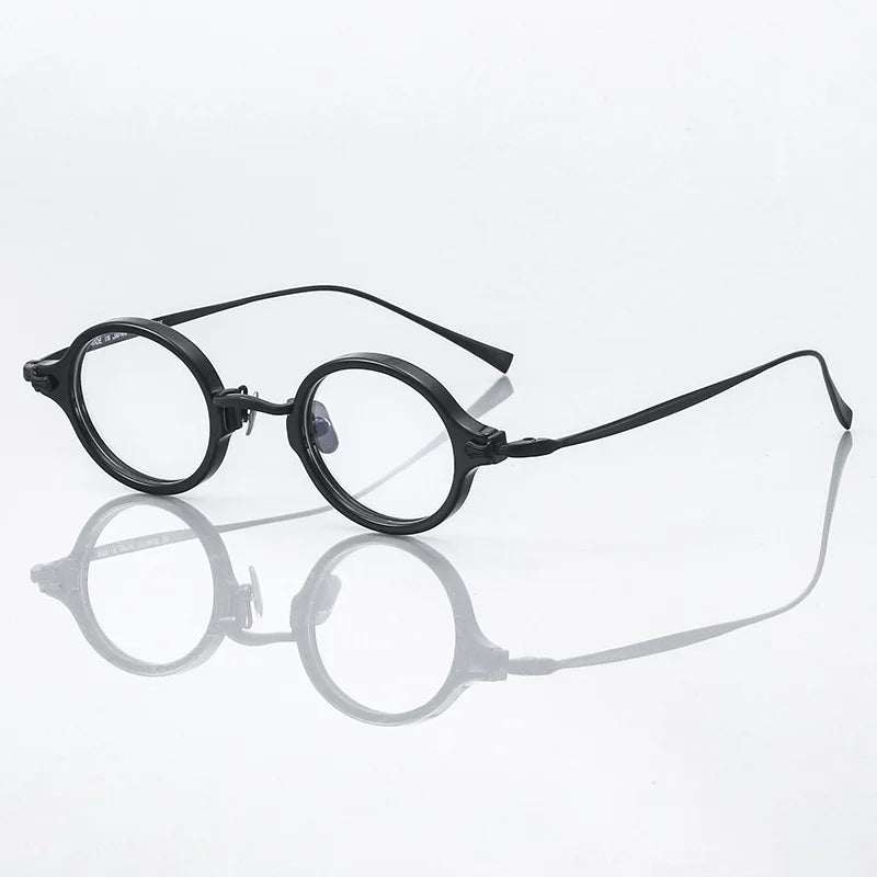 Black Mask Unisex Full Rim Oval Round Titanium Acetate Eyeglasses 396181